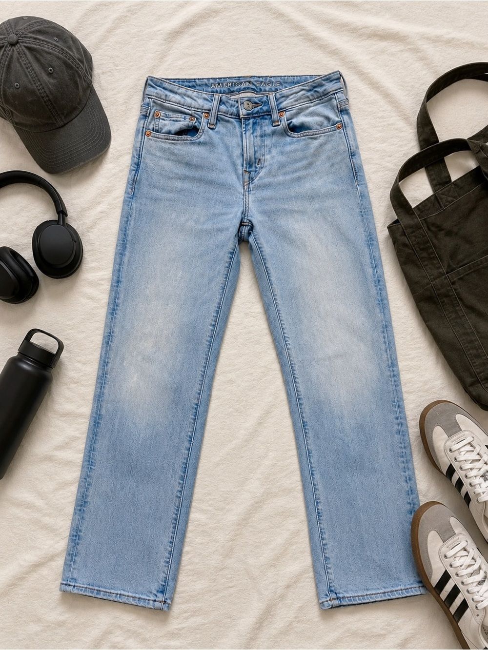 American Eagle AirFlex+ Slim Straight Jeans 29x29 Unisex Light Wash